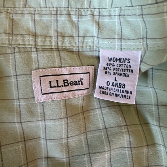 **L.L. BEAN* Green Plaid Long Sleeve Button Down Shirt Size Large - Picture 6 of 7